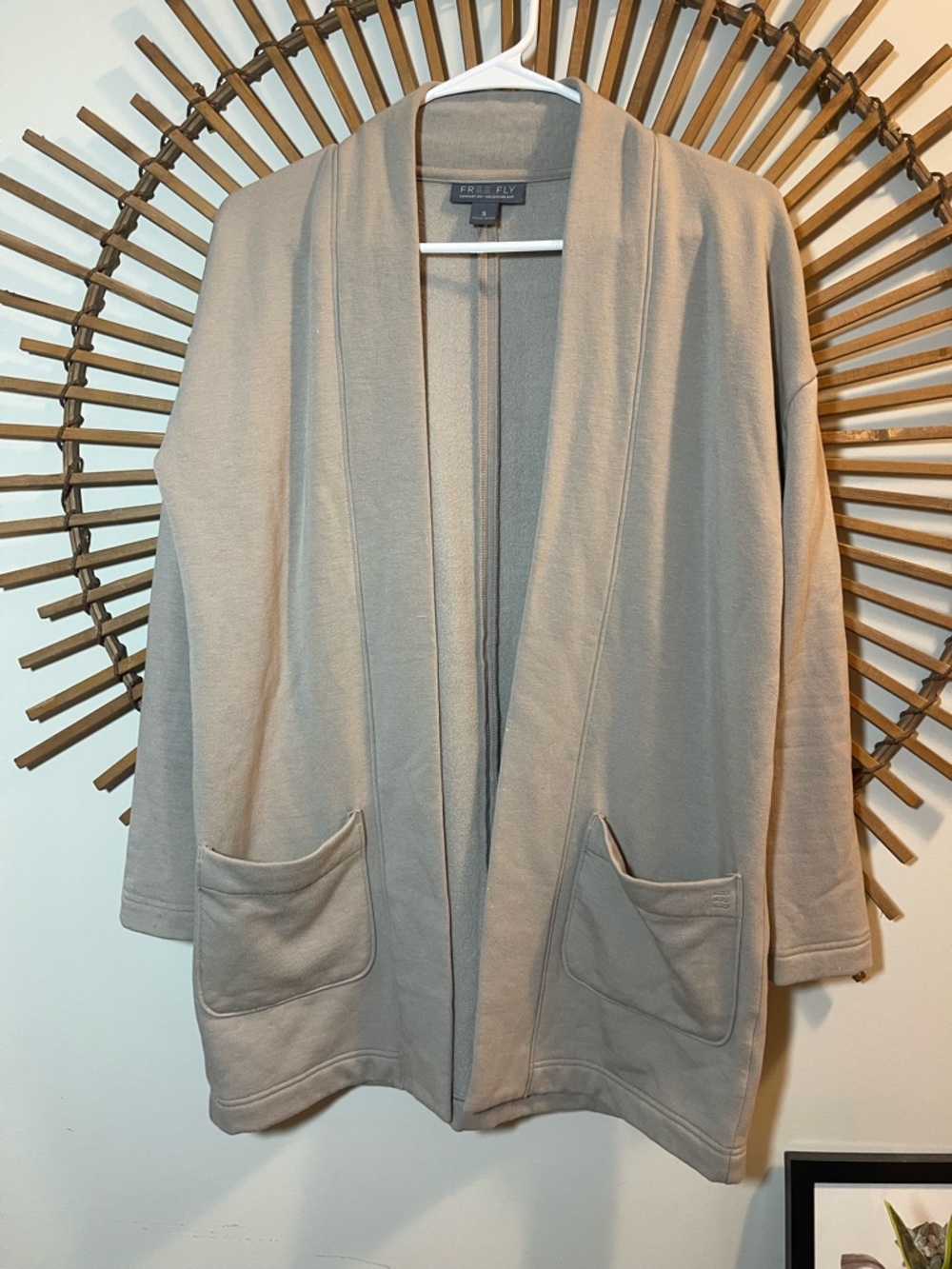 Free Fly Women's Thermal Fleece Open-Front Cardigan Gray Bamboo Gorpcore